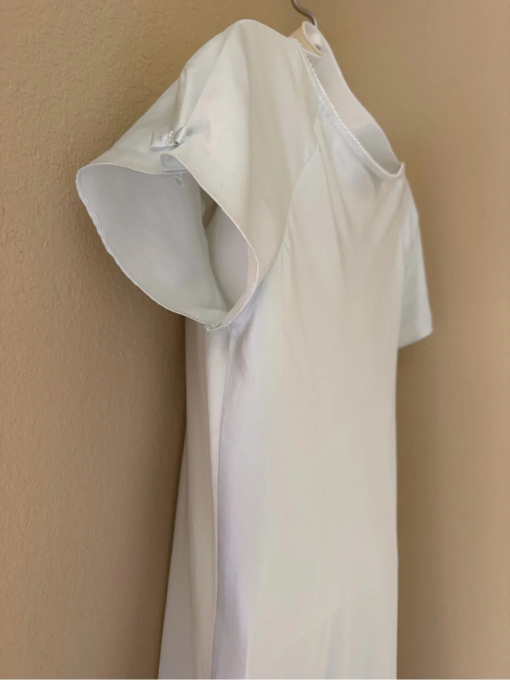 Oscar de la renta Satin-like Scoop-Neck Nightgown in sky-blue size small